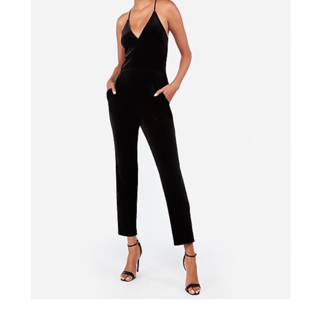 Velvet black womens jumpsuit